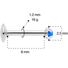 将图片加载到图库查看器,16G 5/16 2mm Blue Syn Opal G23 Titanium Internal Thread Labret