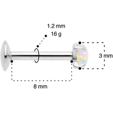Load image into Gallery viewer, 16G 5/16 3mm White Syn Opal G23 Titanium Internal Thread Labret