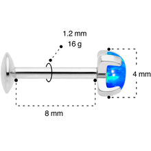 将图片加载到图库查看器,16G 5/16 4mm Blue Syn Opal G23 Titanium Internal Thread Labret