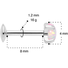 Load image into Gallery viewer, 16G 5/16 4mm White Syn Opal G23 Titanium Internal Thread Labret