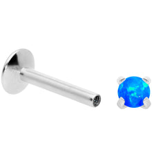 Load image into Gallery viewer, 16G 5/16 3mm Blue Syn Opal G23 Titanium Internal Thread Labret