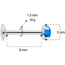 Load image into Gallery viewer, 16G 5/16 3mm Blue Syn Opal G23 Titanium Internal Thread Labret