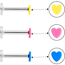 将图片加载到图库查看器,16G 5/16 Blue Pink Yellow Glow Heart Labret Set of 3
