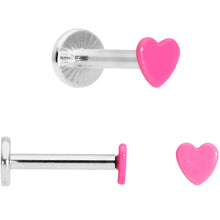将图片加载到图库查看器,16G 5/16 Blue Pink Yellow Glow Heart Labret Set of 3