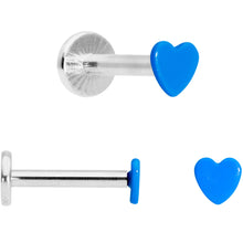 将图片加载到图库查看器,16G 5/16 Blue Pink Yellow Glow Heart Labret Set of 3