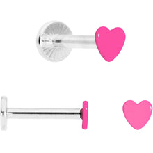 Load image into Gallery viewer, 16G 5/16 Pink Glow Star Heart Labret Set of 3