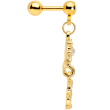 Load image into Gallery viewer, 16G 1/4 Clear Gem Gold Tone Moon Dangle Cartilage Tragus