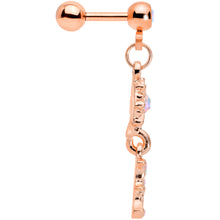 Load image into Gallery viewer, 16G 1/4 Aurora Gem Rose Gold Tone Moon Dangle Cartilage Tragus