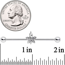 Load image into Gallery viewer, 14G Clear Gem Beautiful Flower Industrial Barbell 38mm