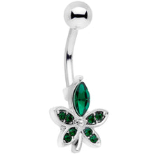 将图片加载到图库查看器,Green Gem Beautiful Flower Belly Ring