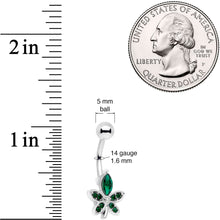 将图片加载到图库查看器,Green Gem Beautiful Flower Belly Ring