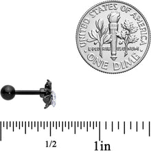 Load image into Gallery viewer, 16G 1/4 Clear Gem Black Heart Spider Cartilage Tragus