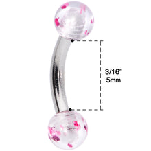 将图片加载到图库查看器,16G 1/4 Pink Splatter Curved Eyebrow Ring