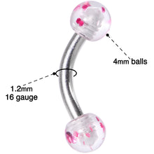 将图片加载到图库查看器,16G 1/4 Pink Splatter Curved Eyebrow Ring