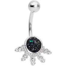 Load image into Gallery viewer, Black Faux Druzy Clear Gem Crest Belly Ring