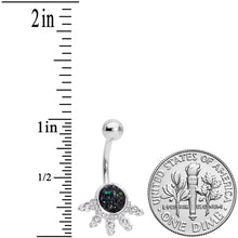 Load image into Gallery viewer, Black Faux Druzy Clear Gem Crest Belly Ring