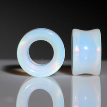 Load image into Gallery viewer, Translucent White Glass Tunnel Plug Set 2G to 1 Inch
