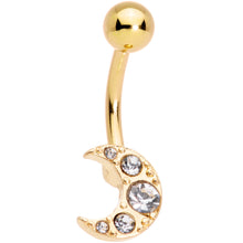 Load image into Gallery viewer, Clear Gem Gold Tone Celestial Moon Star Belly Ring Set of 3