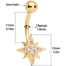 Load image into Gallery viewer, Clear Gem Gold Tone Celestial Moon Star Belly Ring Set of 3