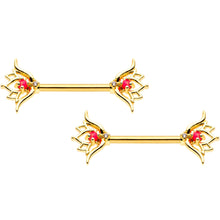 Load image into Gallery viewer, 14G 9/16 Clear CZ Gem Lotus Flower Barbell Nipple Ring Set