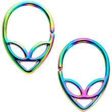 Load image into Gallery viewer, 14G 1/2 Rainbow UFO Alien Nipple Ring Set