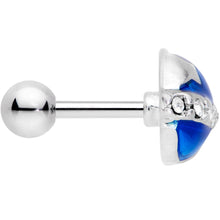 Load image into Gallery viewer, 16G 1/4 Clear Gem Blue Planet Saturn Cartilage Tragus Earring
