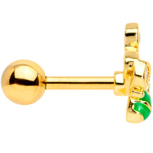 Load image into Gallery viewer, 16G 1/4 Clear Gem Gold Tone Green Bee Cartilage Tragus Earring