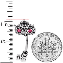 将图片加载到图库查看器,Clear Pink Gem Royal Owl Key Double Mount Belly Ring