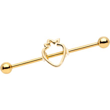Load image into Gallery viewer, 14G Gold Tone Summer Strawberry Industrial Barbell 38mm