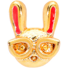 将图片加载到图库查看器,18G 5/16 Pink Gold Tone Nerdy Easter Bunny L Shaped Nose Ring