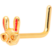 Load image into Gallery viewer, 20G 5/16 Pink Gold Tone Nerdy Easter Bunny L Shaped Nose Ring