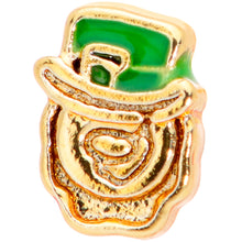 Load image into Gallery viewer, 20G 5/16 Green Gold Tone Lucky Leprechaun L Shaped Nose Ring