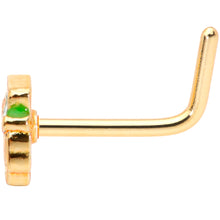 Load image into Gallery viewer, 20G 5/16 Green Gold Tone Lucky Leprechaun L Shaped Nose Ring