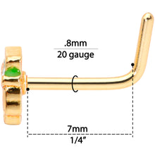 Load image into Gallery viewer, 20G 5/16 Green Gold Tone Lucky Leprechaun L Shaped Nose Ring