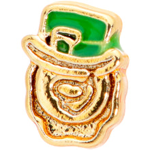 Load image into Gallery viewer, 22G 5/16 Green Gold Tone Lucky Leprechaun L Shaped Nose Ring