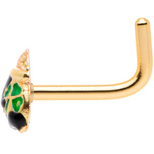 Load image into Gallery viewer, 18G 5/16 Gold Tone St Patricks Day Pot O Gold L Shaped Nose Ring