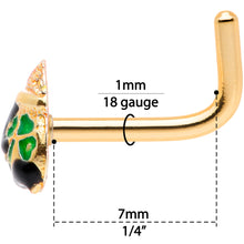 Load image into Gallery viewer, 18G 5/16 Gold Tone St Patricks Day Pot O Gold L Shaped Nose Ring