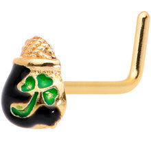 Load image into Gallery viewer, 20G 5/16 Gold Tone St Patricks Day Pot O Gold L Shaped Nose Ring
