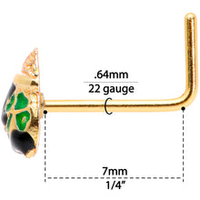 Load image into Gallery viewer, 22G 5/16 Gold Tone St Patricks Day Pot O Gold L Shaped Nose Ring
