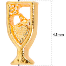 Load image into Gallery viewer, 18G 5/16 Gold Tone Glass of Champagne L Shaped Nose Ring