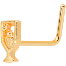 Load image into Gallery viewer, 22G 5/16 Gold Tone Glass of Champagne L Shaped Nose Ring