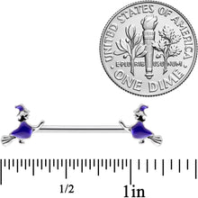 Load image into Gallery viewer, 14G 5/8 Blue Spooky Halloween Witch Barbell Nipple Ring Set