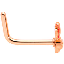 Load image into Gallery viewer, 20G 5/16 Pink Rose Gold Tone Nerdy Easter Bunny L Shaped Nose Ring