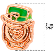 Load image into Gallery viewer, 18G 5/16 Green Rose Gold Tone Lucky Leprechaun L Shaped Nose Ring