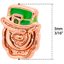 Load image into Gallery viewer, 20G 5/16 Green Rose Gold Tone Lucky Leprechaun L Shaped Nose Ring