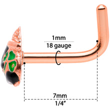 Load image into Gallery viewer, 18G 5/16 Rose Gold Tone Pot O Gold L Shaped Nose Ring