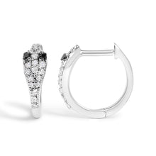 将图片加载到图库查看器,10K White Gold 1/5 Cttw Diamond Snake Eyes Huggy Hoop Earrings