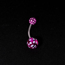 将图片加载到图库查看器,Purple White Polka Dot UV Reactive Acrylic Ball Belly Ring