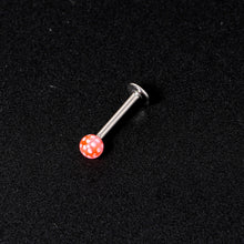 Load image into Gallery viewer, 16G 1/4 Pink Polka Dot UV Reactive Acrylic Ball Labret Tragus