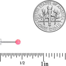 Load image into Gallery viewer, 16G 1/4 Pink Polka Dot UV Reactive Acrylic Ball Labret Tragus